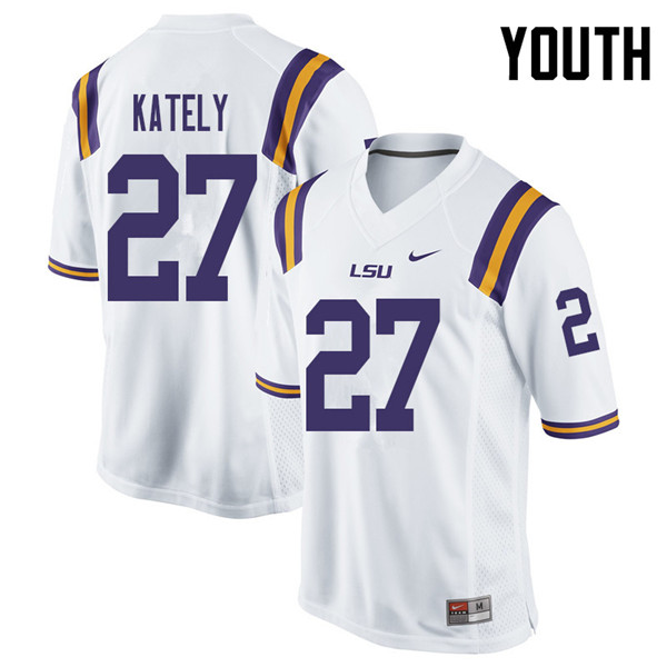 Youth #27 Treven Kately LSU Tigers College Football Jerseys Sale-White - Click Image to Close